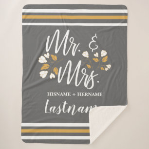 Script Typography Personalized Mr Mrs Wedding Sherpa Blanket