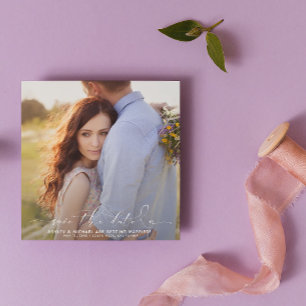 Script Typography QR Code Modern 2 Photo Wedding Save The Date