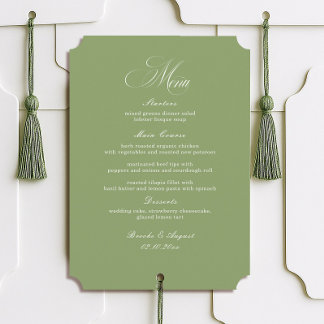 Script Typography Sage Green Wedding Menu Card