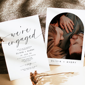 Script Typography We're Engaged Party Invitation