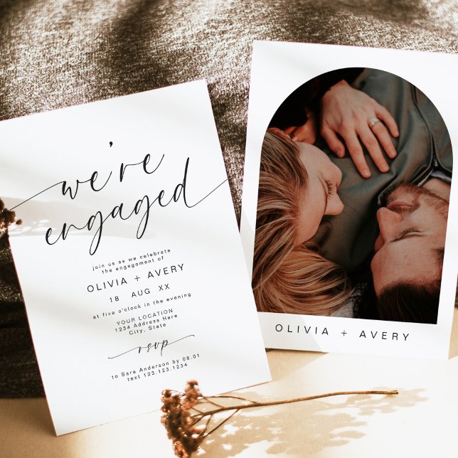 Script Typography We're Engaged Party Invitation (Creator Uploaded)