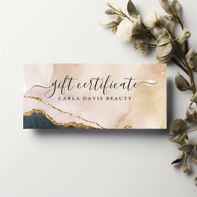 Script Watercolor Pink Black Gift Certificate (Creator Uploaded)