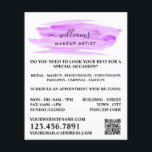 Script Watercolor Purple Brushstroke Makeup Artist Flyer<br><div class="desc">Script Watercolor Purple Brushstroke Makeup Artist Advertising Flyers By The Business Card Store.</div>