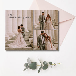 Script Wedding 3 Photo Thank You Postcard