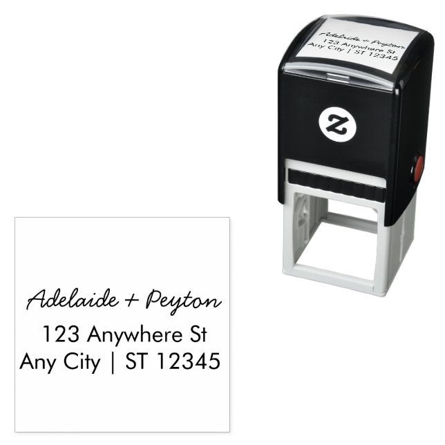 Script Wedding Address Self-inking Stamp (In Situ)