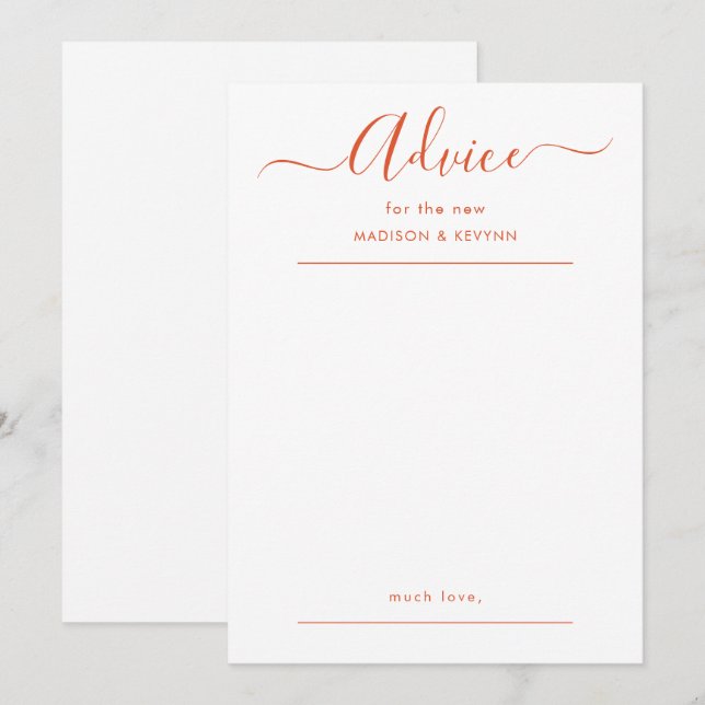 Script Wedding Advice Card (Front/Back)