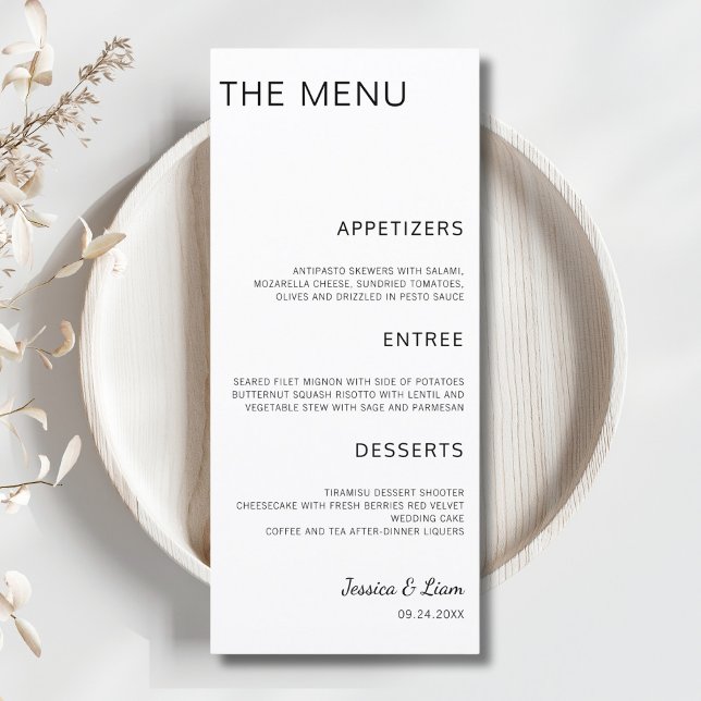 Script Wedding Dinner Minimalist Wedding Reception Menu (Creator Uploaded)