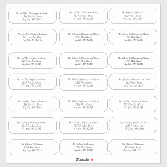 Script Wedding Envelope Address Stickers (Sheet)