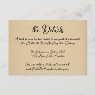 Script Wedding Information Details Enclosure Card