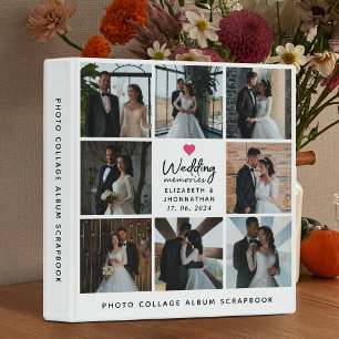 Script Wedding Memories Heart Couple Photo Collage Binder