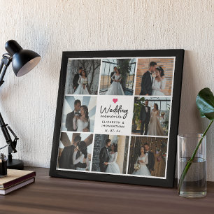 Script Wedding Memories Heart Couple Photo Collage Poster