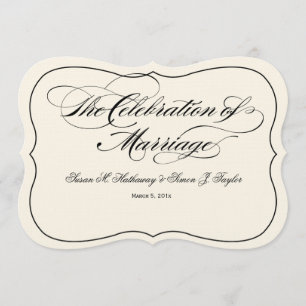 Script Wedding Program DIY Fan - Black  Off White