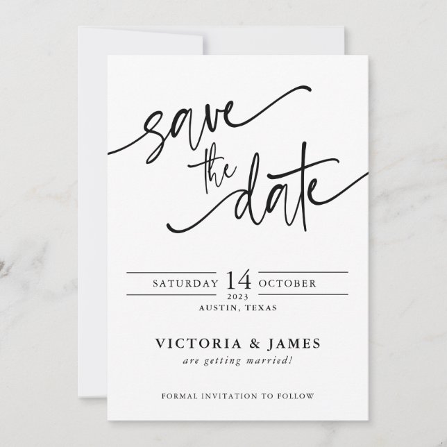 Script Wedding Save the Date Invitation (Front)