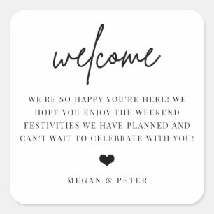 Script Wedding Welcome Bag Favour Square Sticker