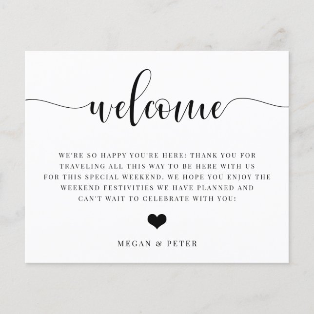 Script Wedding Welcome Bag Insert Card (Front)