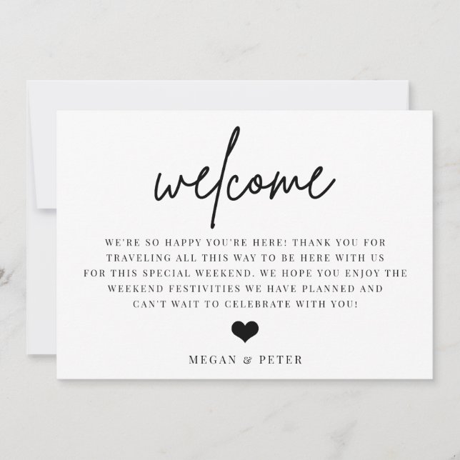 Script Wedding Welcome Bag Insert Card (Front)