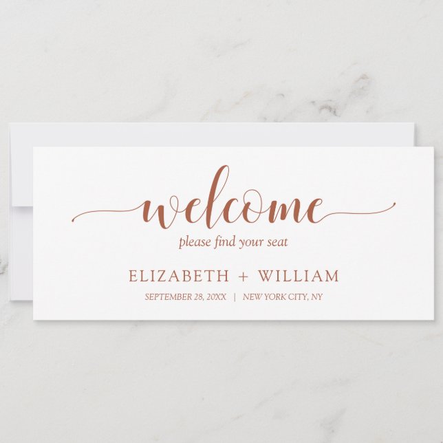 Script Welcome Wedding Table Seating Header Card (Front)