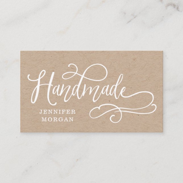 script whimsical artisanal kraft carte de visite (Devant)