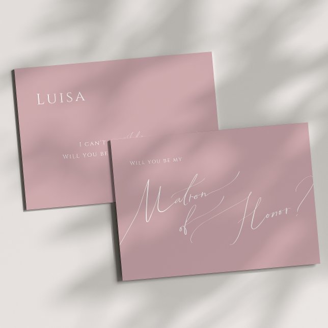 Script Whimsical | Carte d'honneur Dusty Rose Matr (Créateur téléchargé)