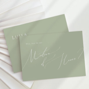 Script Whimsical   Carte d'honneur Sage Green Matr