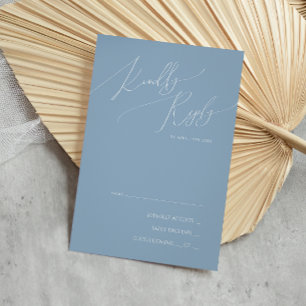 Script Whimsical Carte RSVP bleu Dusty