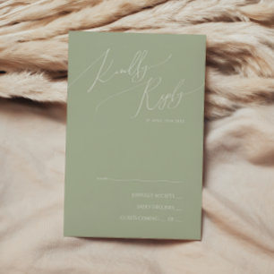 Script Whimsical   Carte Sage Green RSVP