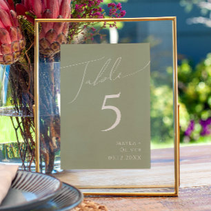 Script Whimsical Numéro de table verte Sage