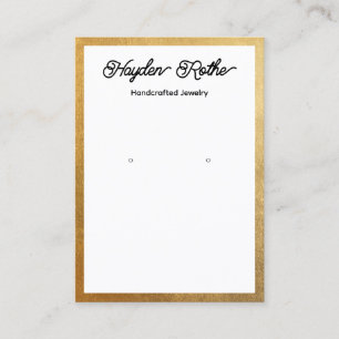 Script White and Gold Earring Jewellery Display Business Card