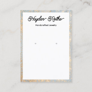 Script White Earring Gold Flecks Display Business Card