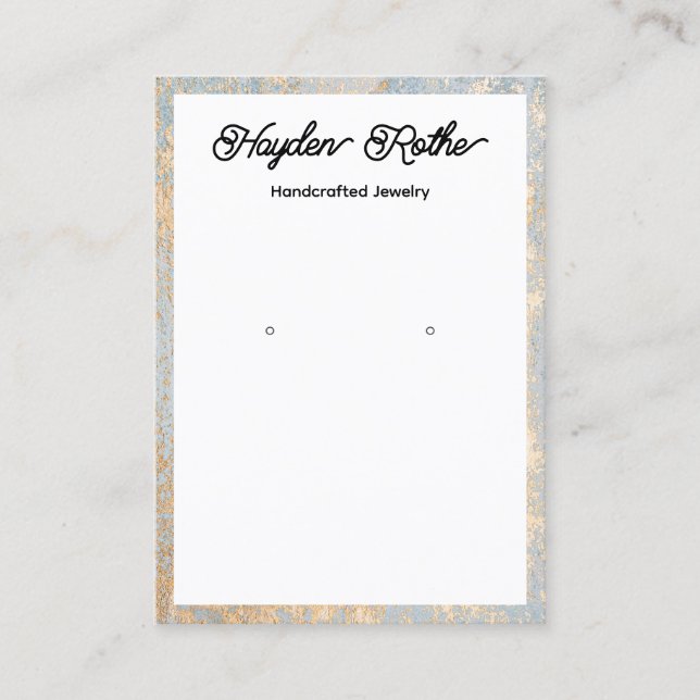 Script White Earring Gold Flecks Display Business Card (Front)