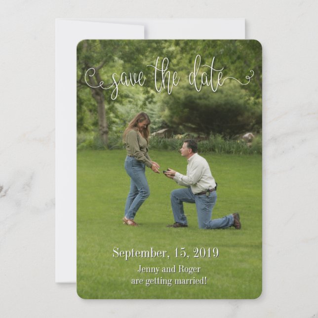 Script White Font Save the Date Invitation (Front)