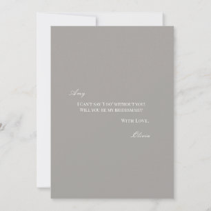 Script White & Grey Bridesmaid Proposal Card