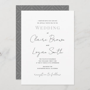 Script White Modern Wedding Invitation