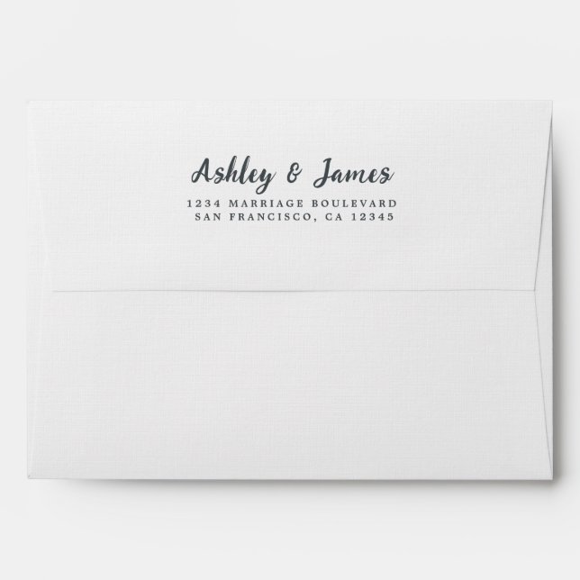 Script White Wedding Return Address Envelope (Back (Top Flap))