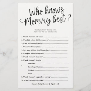 Script Who Know's Mommy Best Shower Game Card