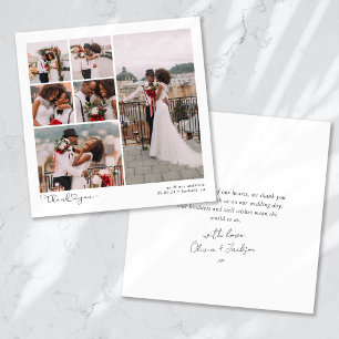 Script with Heart Multi Photo Wedding Thank You Card