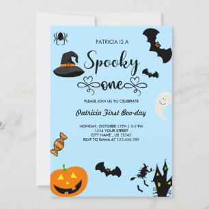Script with Heart   Spooky One Halloween Birthday Invitation
