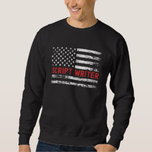 Script Writer USA Flag Profession Retro Job Title Sweatshirt
