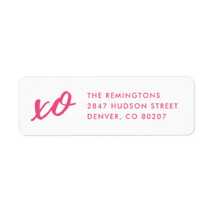 Script XO Valentine's Day Mailing Label - Pink