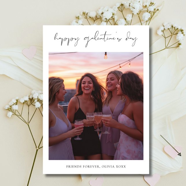 Script Xoxo Girly Galentines Day Photo Holiday Card (Creator Uploaded)