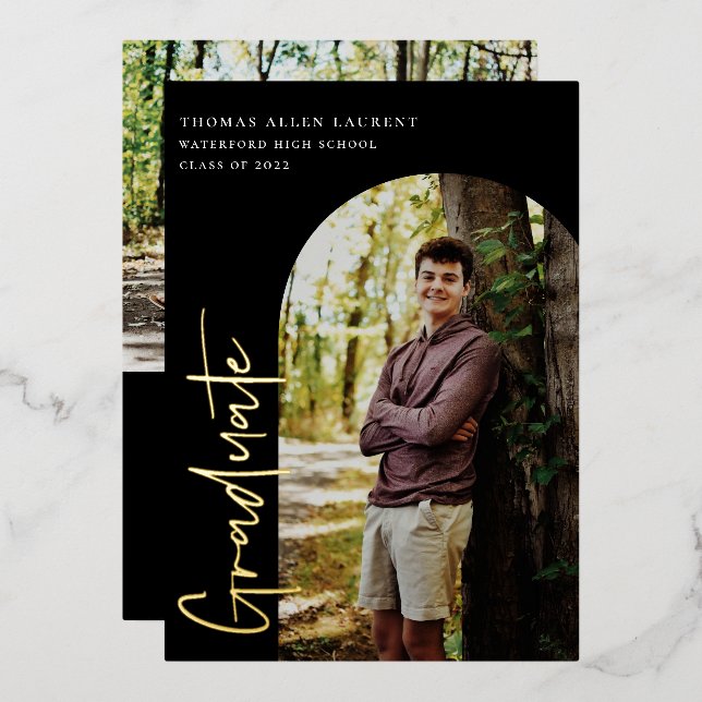Scripted Arch Photo Graduation Foil Invitation (Front/Back)