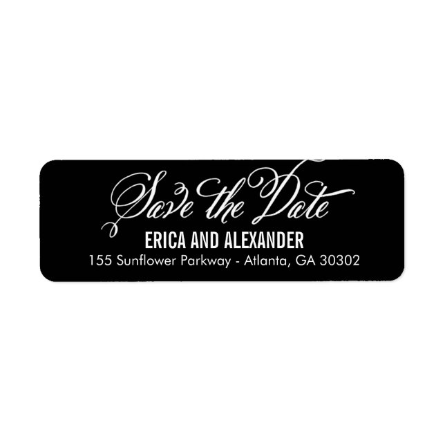 Scripted Beauty Save The Date Label Editable Colou (Front)