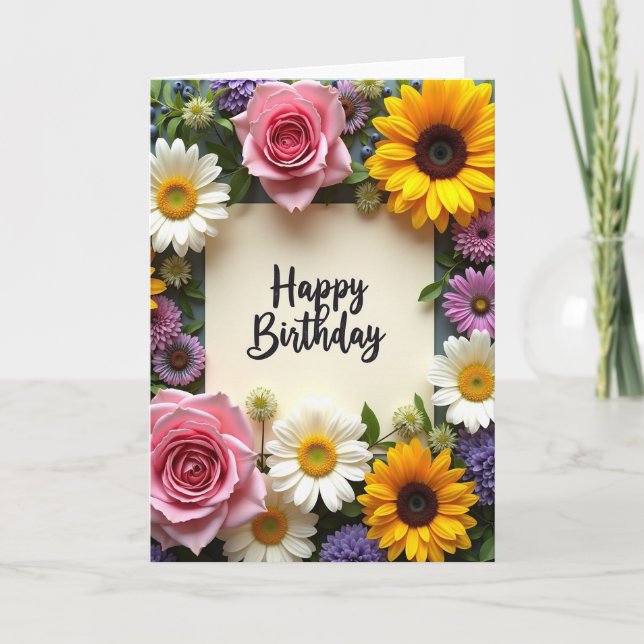 Scripted Blossom Birthday Card (Front)