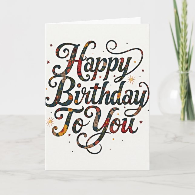 Scripted Botanical Birthday Card (Front)
