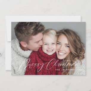 Scripted Chic Merry Christmas Design Holiday Card