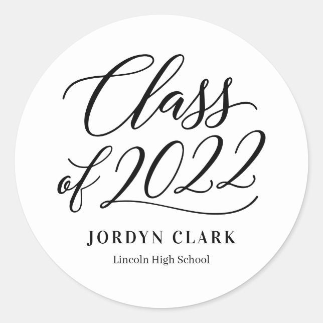 Scripted Class Graduation Stickers Envelope Seals (Front)