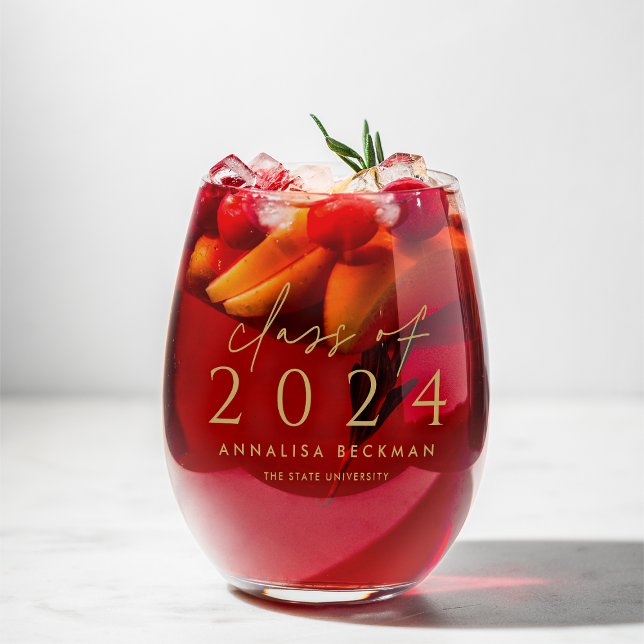 Scripted Class | Personalized 2025 Graduation Stemless Wine Glass (Creator Uploaded)