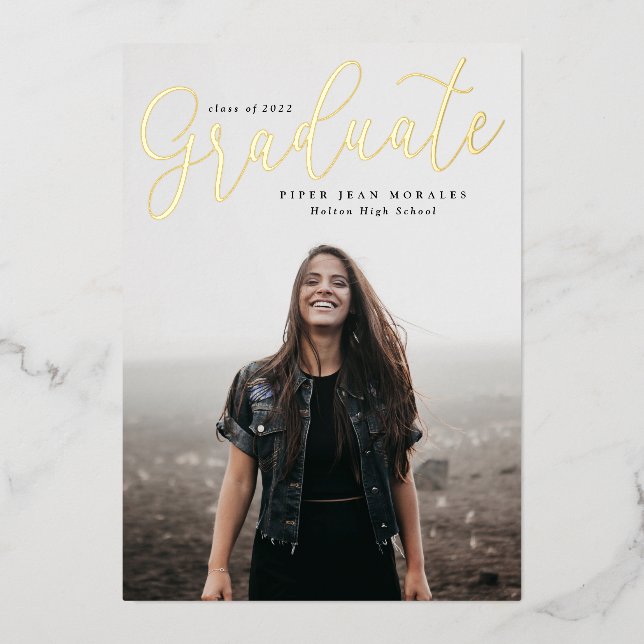 Scripted Foil Graduate Photo Announcement (Front)