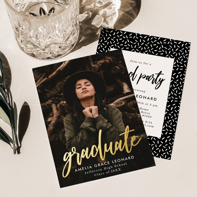 Scripted Gold Foil Photo Graduation Party (Creator Uploaded)
