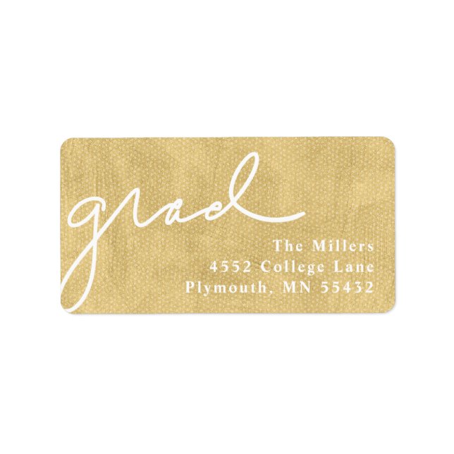 Scripted Grad Gold Label (Front)